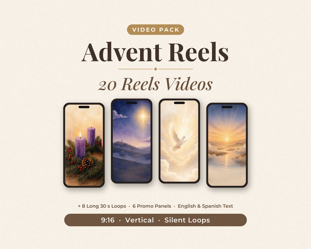 Advent Reels Video Pack - 20 Vertical Worship Background Loops, Church Slides, Motion Background, Advent Sunday Wreath, Event Promo