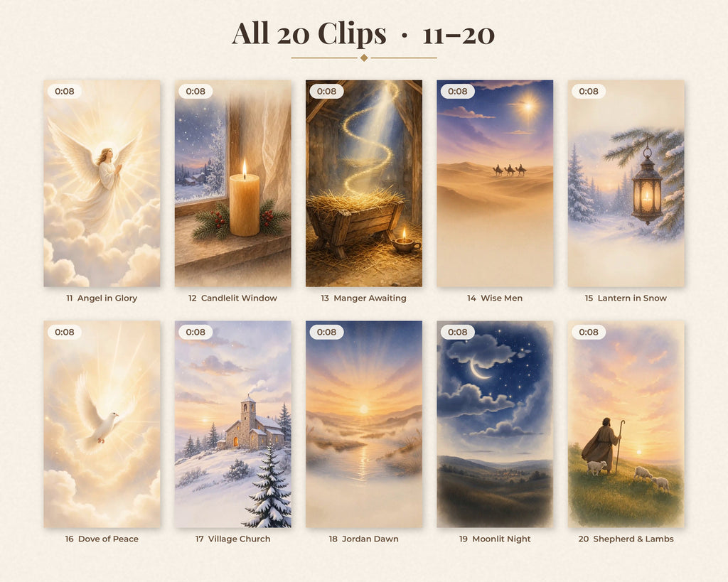 Advent Reels Video Pack - 20 Vertical Worship Background Loops, Church Slides, Motion Background, Advent Sunday Wreath, Event Promo