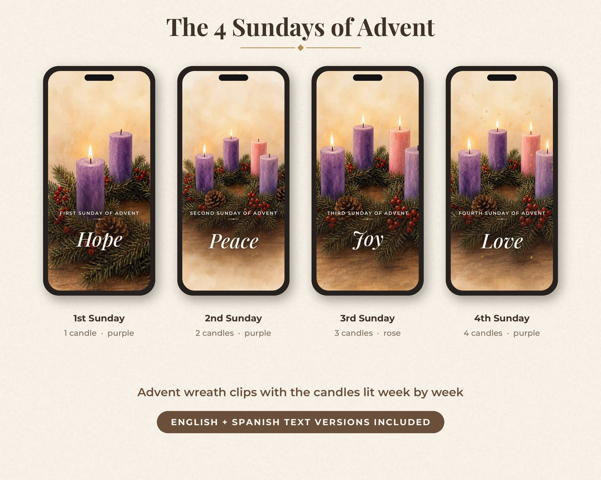 Advent Reels Video Pack - 20 Vertical Worship Background Loops, Church Slides, Motion Background, Advent Sunday Wreath, Event Promo