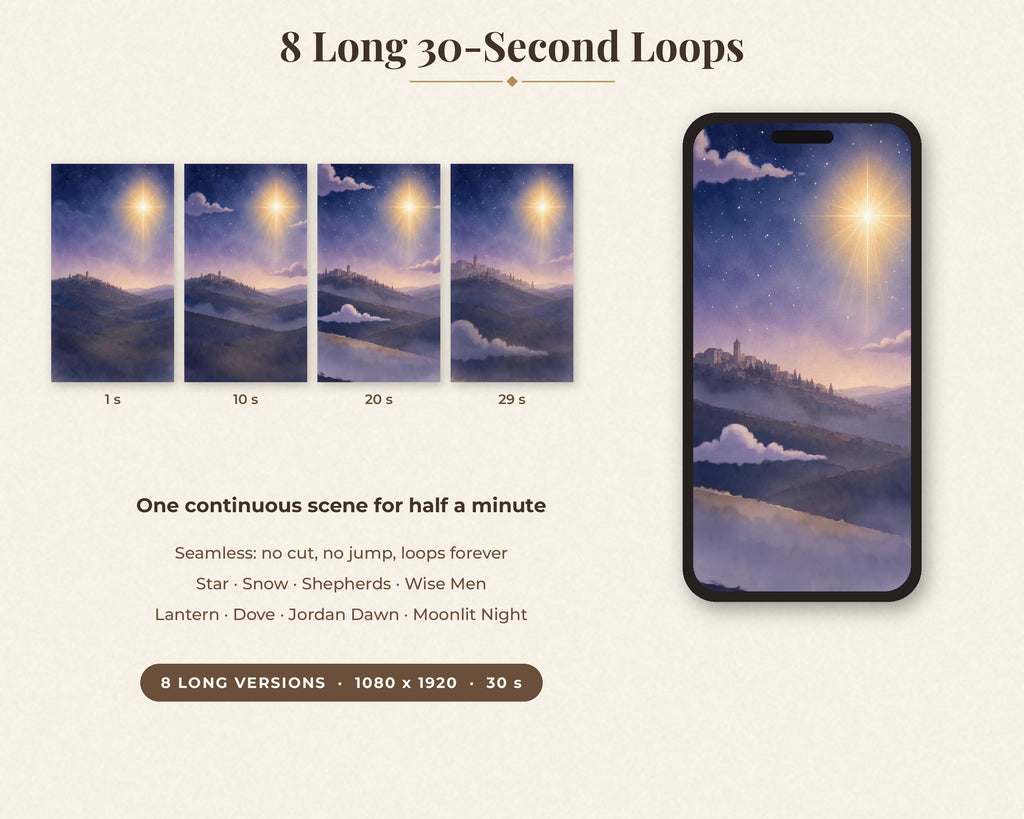 Advent Reels Video Pack - 20 Vertical Worship Background Loops, Church Slides, Motion Background, Advent Sunday Wreath, Event Promo