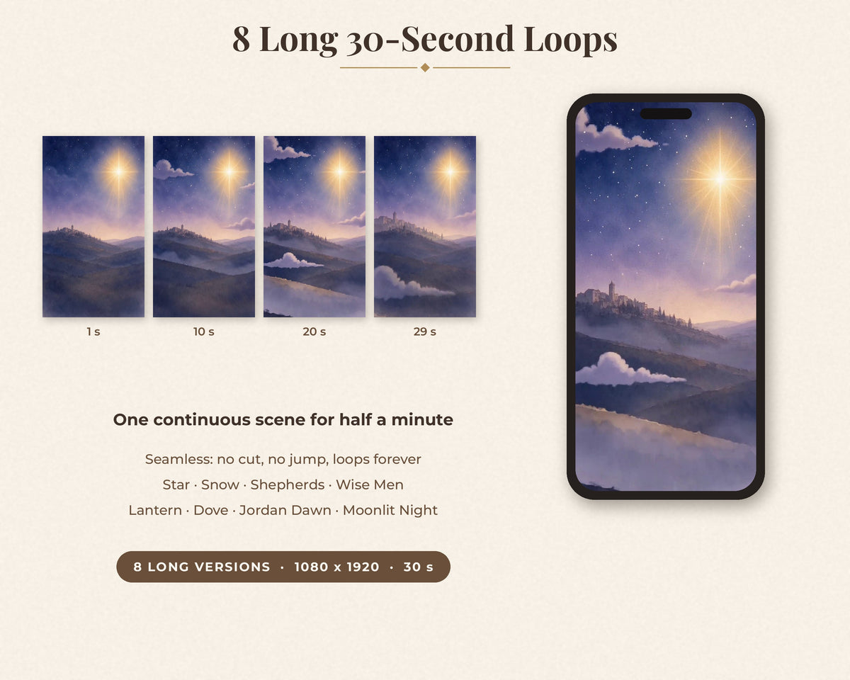 Advent Reels Video Pack - 20 Vertical Worship Background Loops, Church Slides, Motion Background, Advent Sunday Wreath, Event Promo
