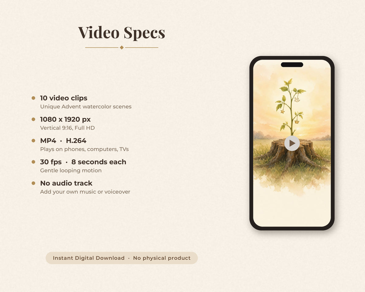 10 Advent Reels Video Clips - Watercolor Christian Instagram Stories, Church Social Media, Silent Vertical Loops