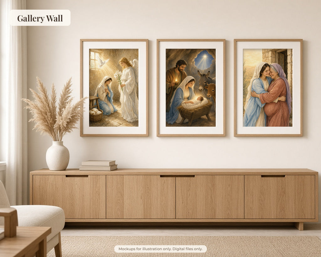30 Advent Journey Watercolor Paintings - Day by Day Advent Calendar Bible Art, Jesse Tree, Annunciation, Nativity, Christian Wall Art