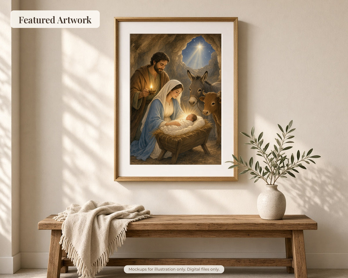 30 Advent Journey Watercolor Paintings - Day by Day Advent Calendar Bible Art, Jesse Tree, Annunciation, Nativity, Christian Wall Art