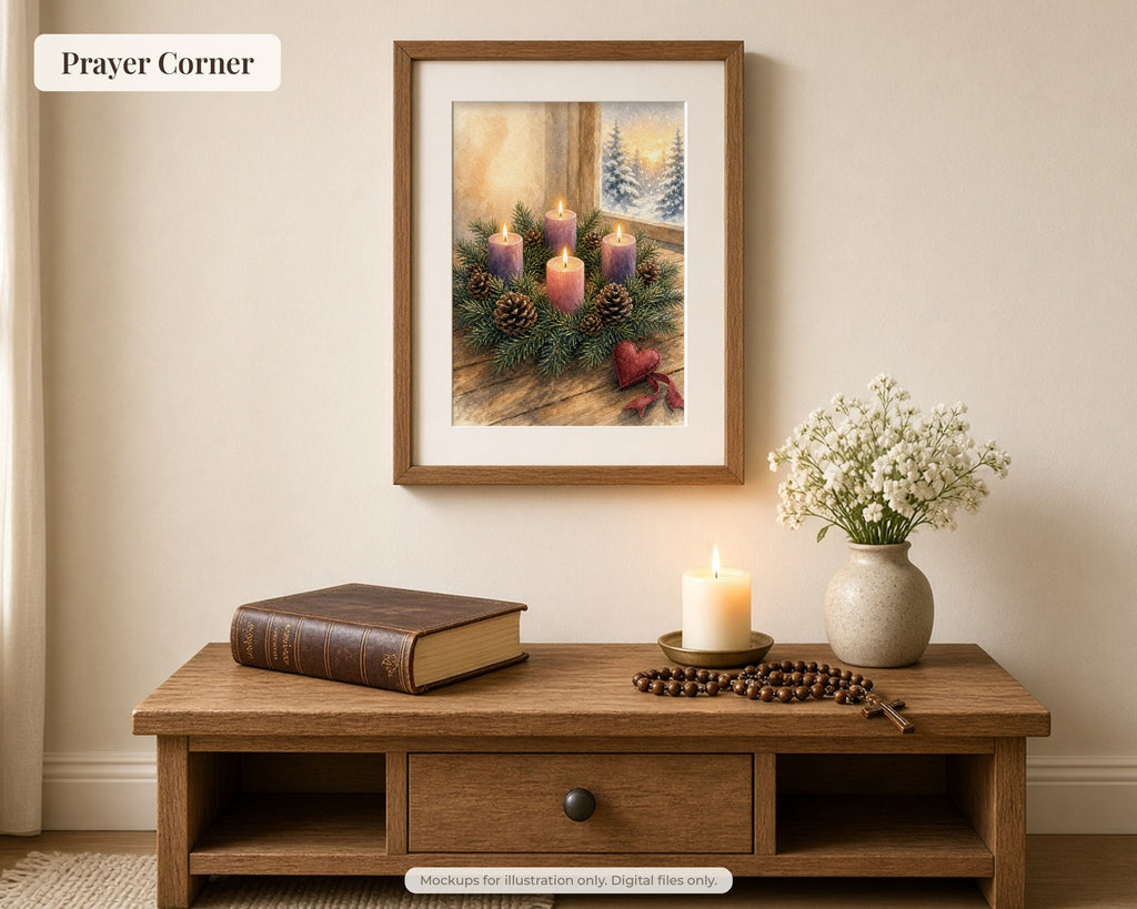 30 Advent Journey Watercolor Paintings - Day by Day Advent Calendar Bible Art, Jesse Tree, Annunciation, Nativity, Christian Wall Art
