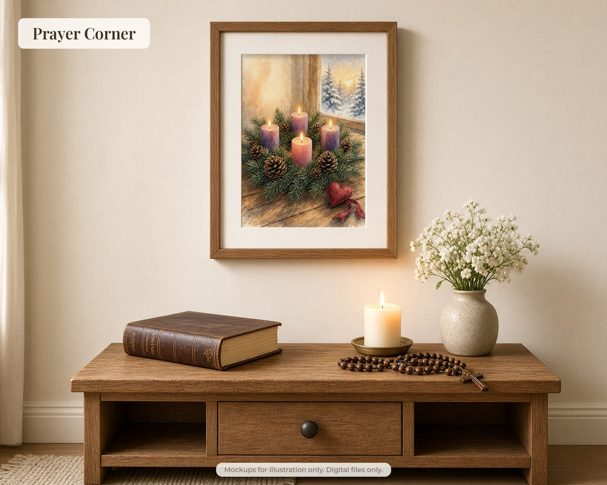 30 Advent Journey Watercolor Paintings - Day by Day Advent Calendar Bible Art, Jesse Tree, Annunciation, Nativity, Christian Wall Art