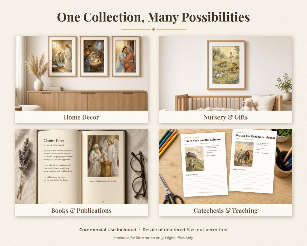 30 Advent Journey Watercolor Paintings - Day by Day Advent Calendar Bible Art, Jesse Tree, Annunciation, Nativity, Christian Wall Art