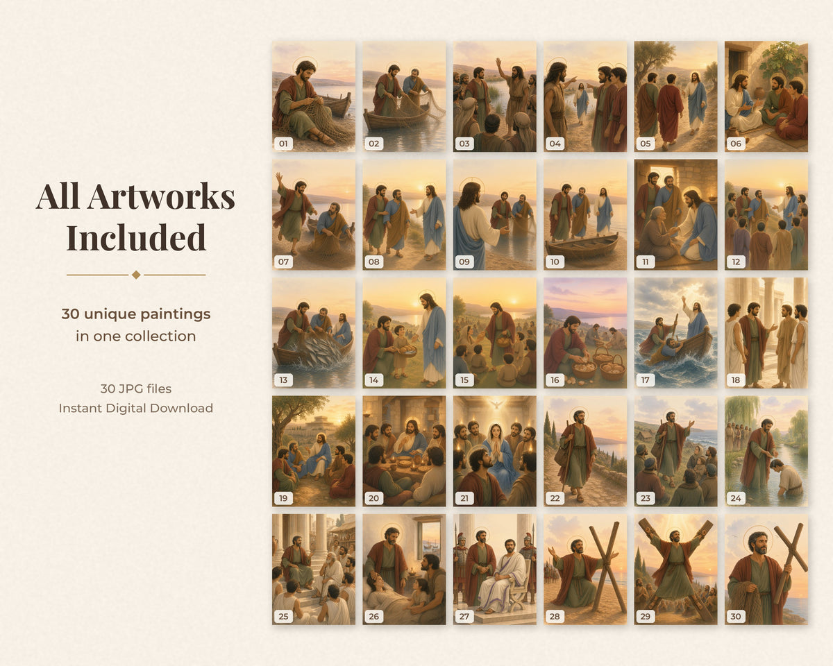 30 Saint Andrew the Apostle Watercolor Paintings - Life of the Fisherman Apostle, Catholic Saint Wall Art, Advent Printable