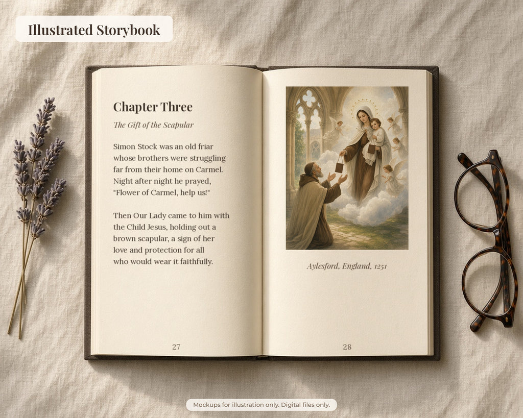 20 Our Lady of Mount Carmel Watercolor Paintings - Brown Scapular, Carmelite Catholic Wall Art, Marian Printable, Saint Elijah
