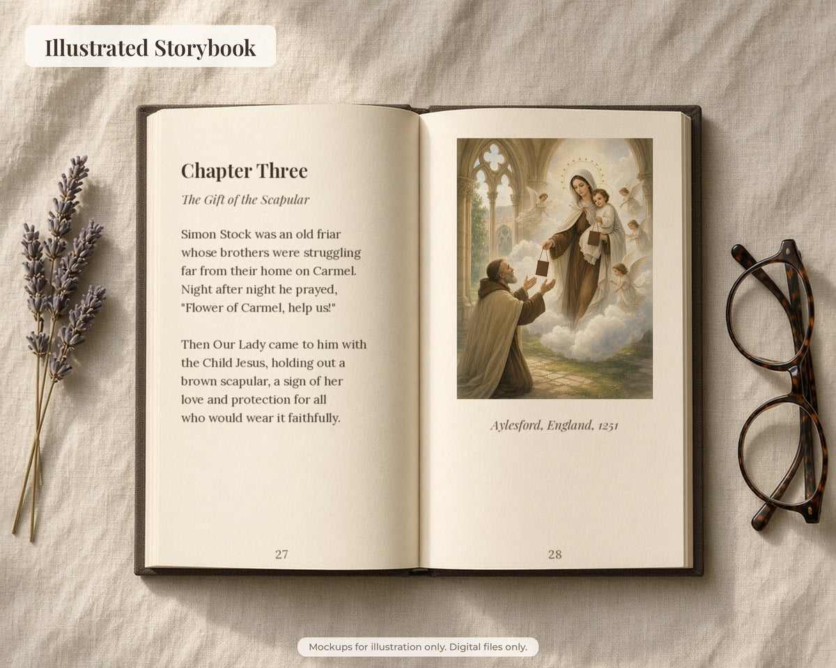 20 Our Lady of Mount Carmel Watercolor Paintings - Brown Scapular, Carmelite Catholic Wall Art, Marian Printable, Saint Elijah