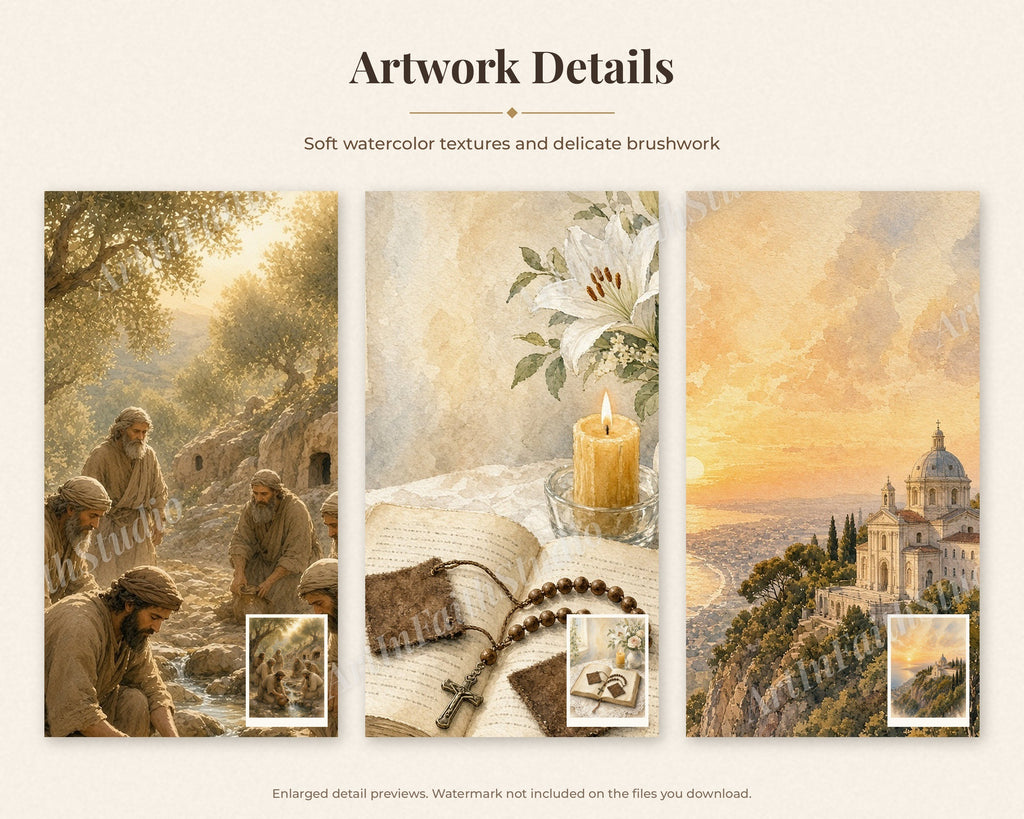 20 Our Lady of Mount Carmel Watercolor Paintings - Brown Scapular, Carmelite Catholic Wall Art, Marian Printable, Saint Elijah