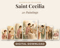20 Saint Cecilia Watercolor Paintings - Patron Saint of Music, Catholic Wall Art, Choir Gift, Virgin Martyr
