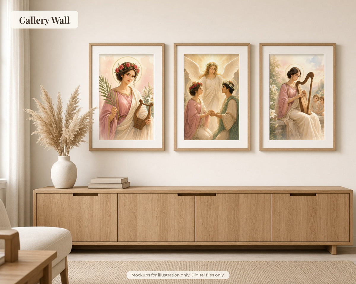 20 Saint Cecilia Watercolor Paintings - Patron Saint of Music, Catholic Wall Art, Choir Gift, Virgin Martyr
