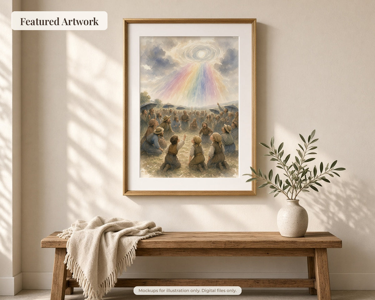 30 Our Lady of Fatima Watercolor Paintings - 1917 Apparitions Catholic Wall Art Bundle, Three Shepherd Children