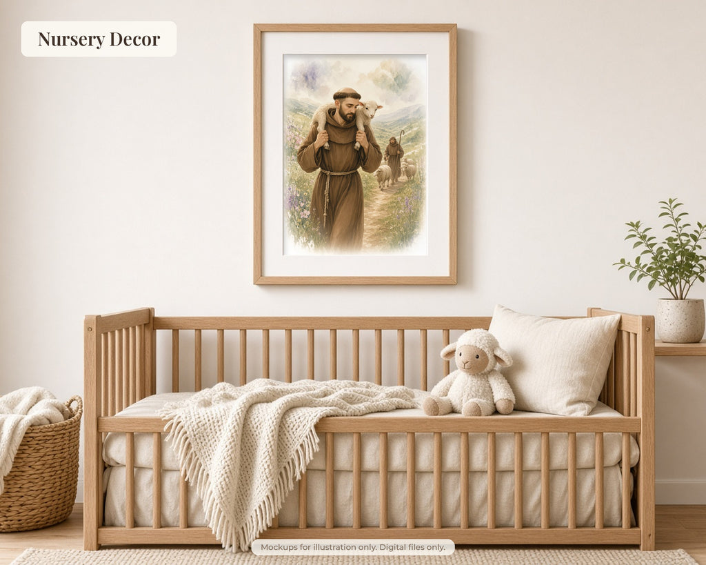 30 St Francis of Assisi Watercolor Paintings - Life of Saint Francis Catholic Wall Art Bundle, Instant Download