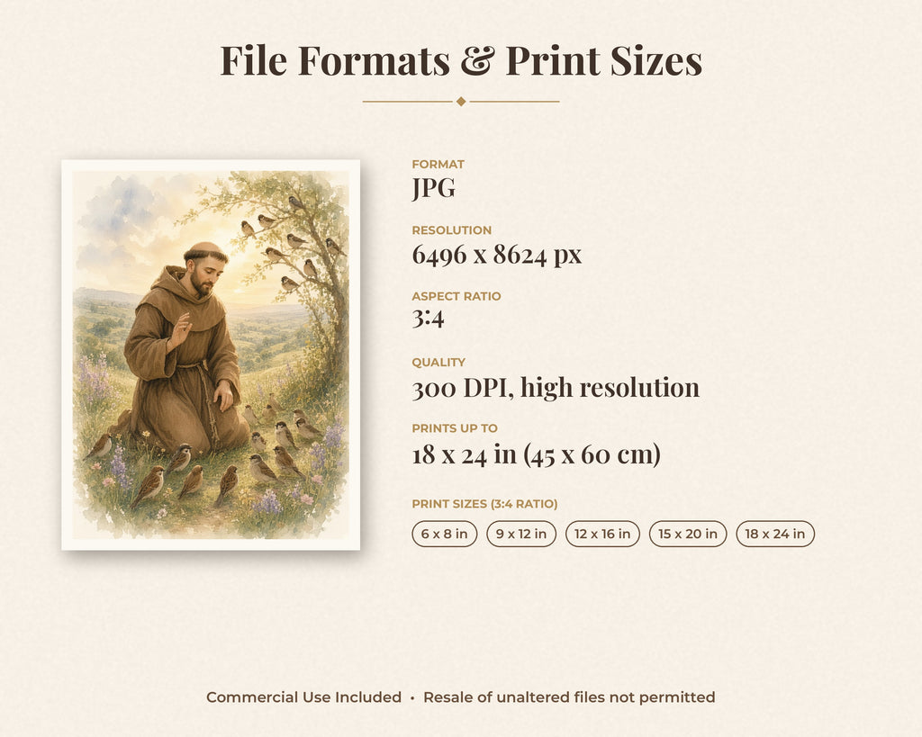 30 St Francis of Assisi Watercolor Paintings - Life of Saint Francis Catholic Wall Art Bundle, Instant Download