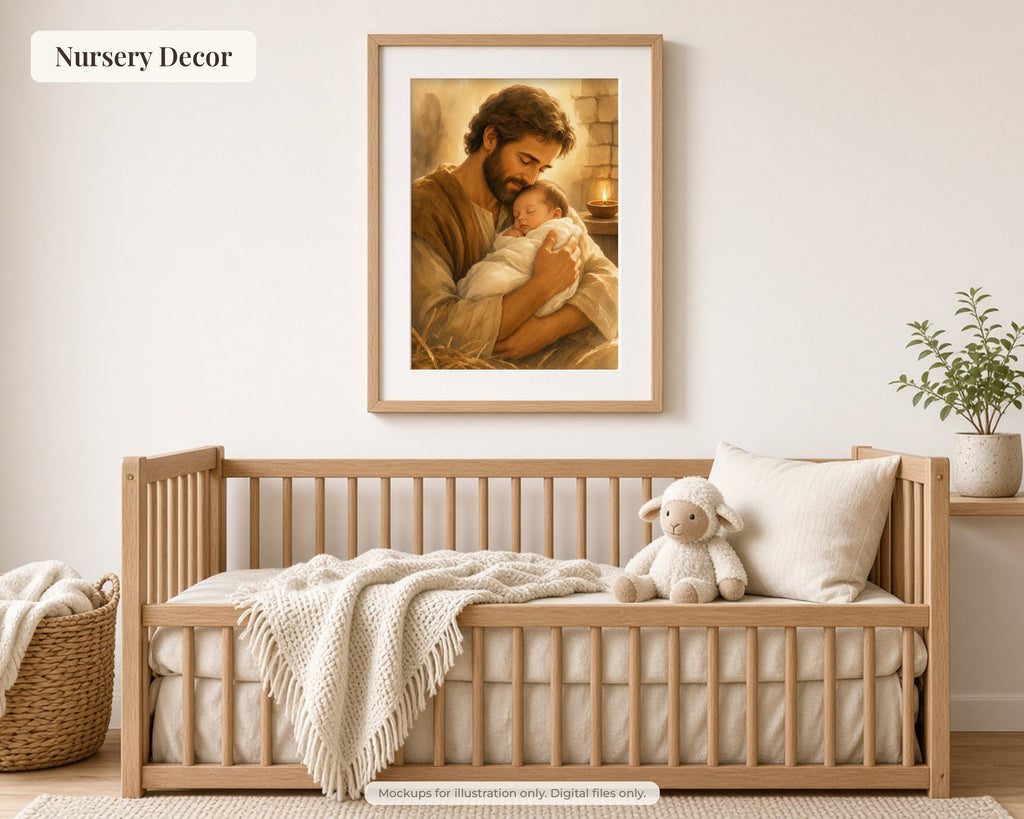 30 Saint Joseph Watercolor Paintings - Life of St Joseph Holy Family Catholic Wall Art Bundle, Nativity, Flight to Egypt