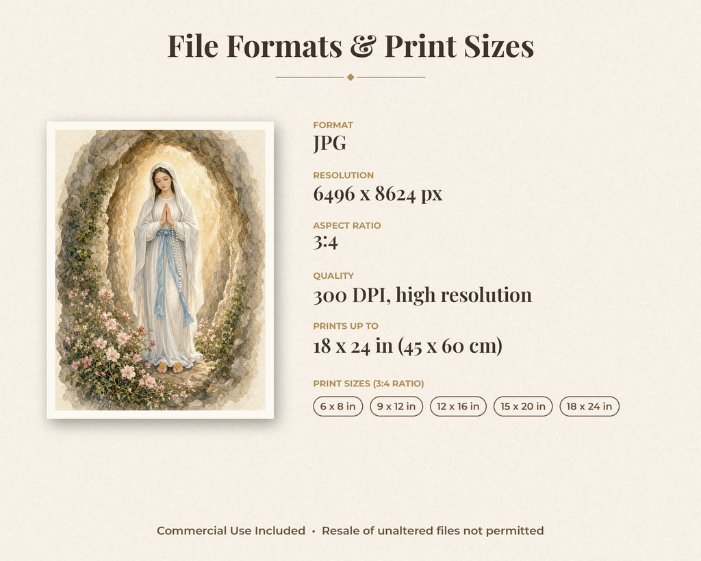 30 Our Lady of Lourdes Watercolor Paintings - Saint Bernadette Catholic Wall Art, Lourdes 1858 Apparitions, February 11