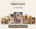30 Saint Lucy of Syracuse Watercolor Paintings - Life of St Lucy Catholic Wall Art Bundle, Santa Lucia December 13