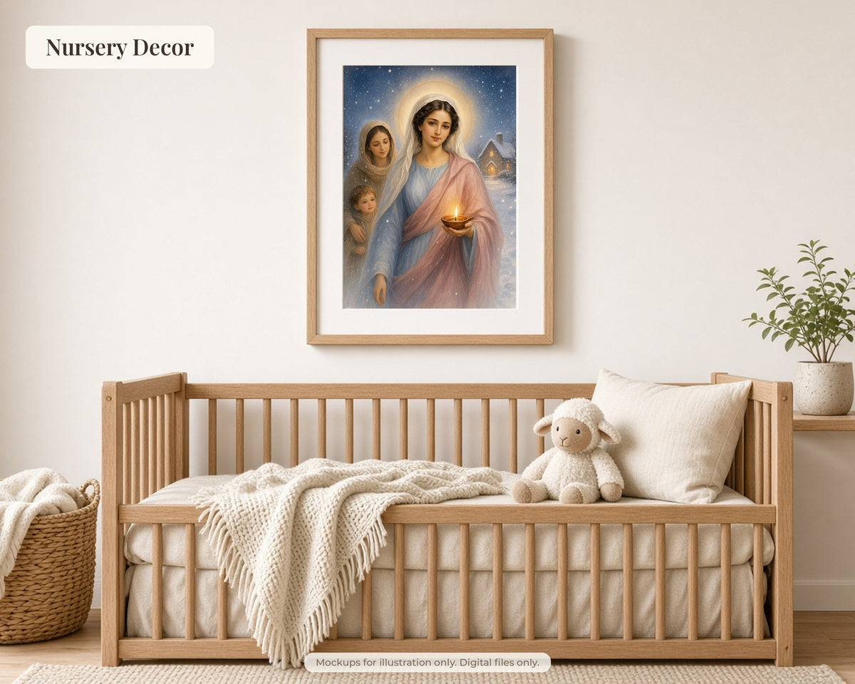 30 Saint Lucy of Syracuse Watercolor Paintings - Life of St Lucy Catholic Wall Art Bundle, Santa Lucia December 13