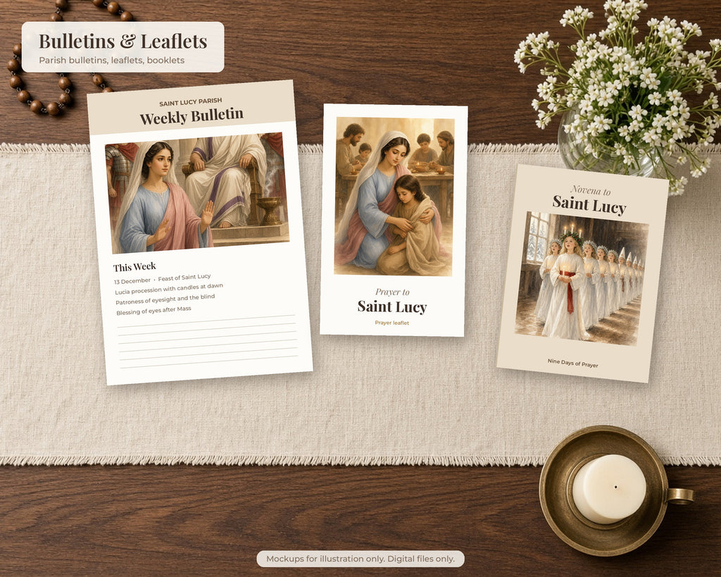 30 Saint Lucy of Syracuse Watercolor Paintings - Life of St Lucy Catholic Wall Art Bundle, Santa Lucia December 13