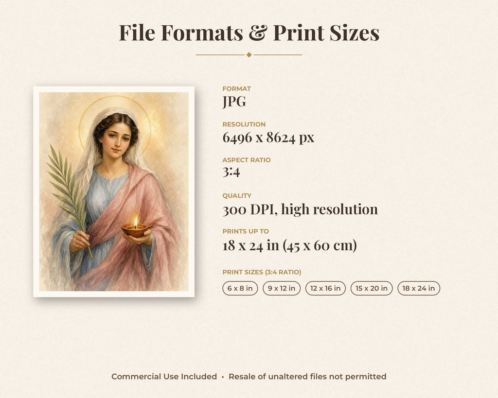30 Saint Lucy of Syracuse Watercolor Paintings - Life of St Lucy Catholic Wall Art Bundle, Santa Lucia December 13