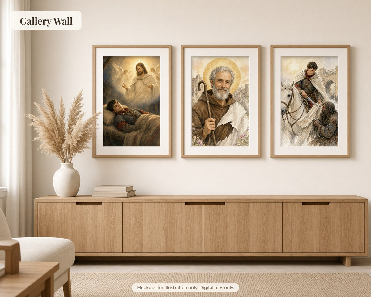 30 Saint Martin of Tours Watercolor Paintings - Life of the Soldier Saint, Catholic Saint Wall Art Bundle