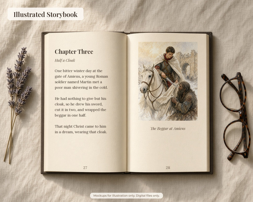 30 Saint Martin of Tours Watercolor Paintings - Life of the Soldier Saint, Catholic Saint Wall Art Bundle