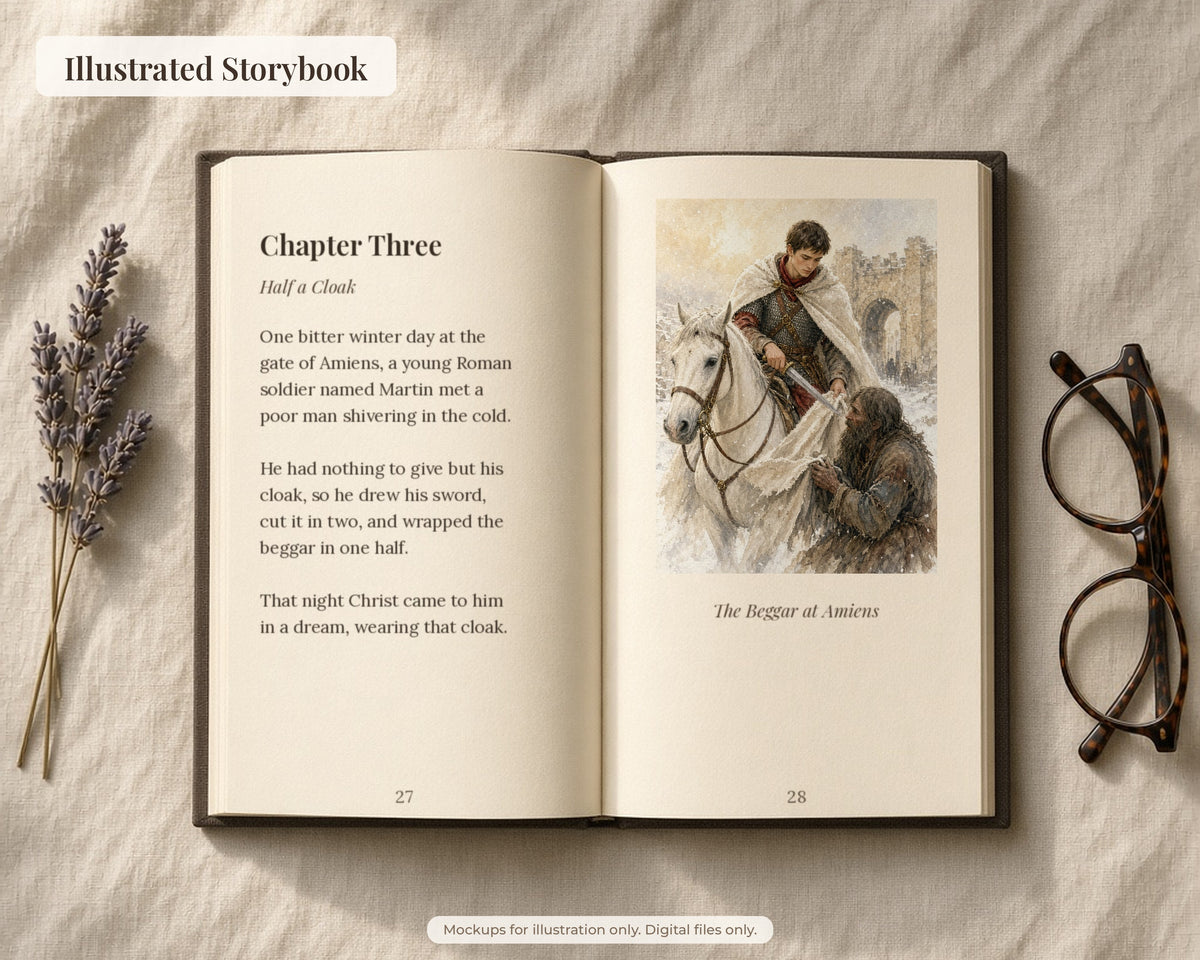 30 Saint Martin of Tours Watercolor Paintings - Life of the Soldier Saint, Catholic Saint Wall Art Bundle