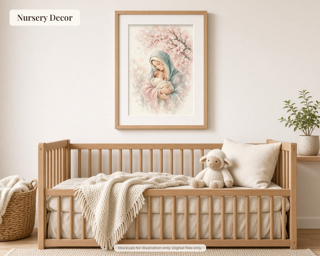 Exclusive Collection of 30 Virgin Mary Paintings - Tender Watercolor Portraits of Mother Mary in Everyday Life, Instant Download