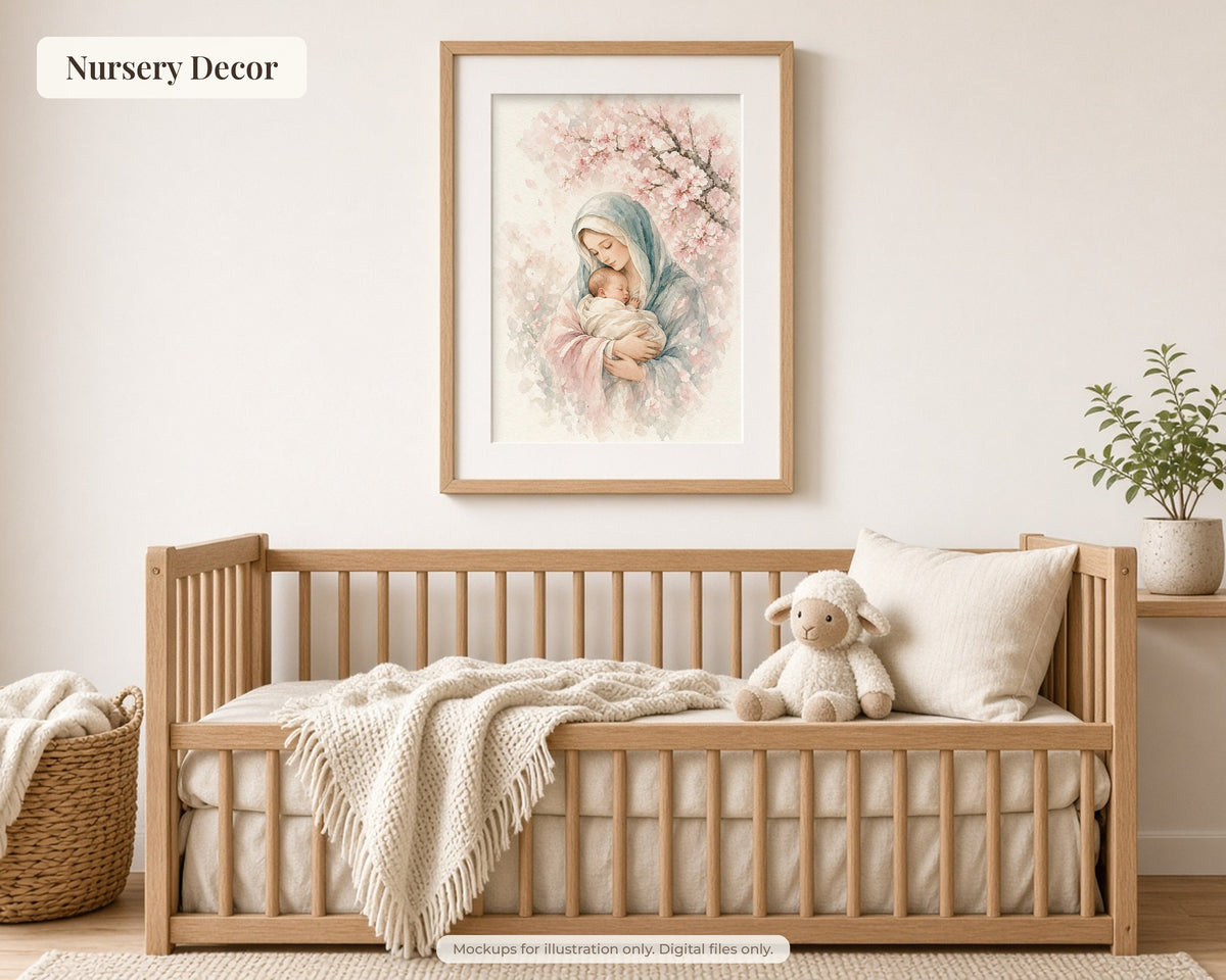 Exclusive Collection of 30 Virgin Mary Paintings - Tender Watercolor Portraits of Mother Mary in Everyday Life, Instant Download