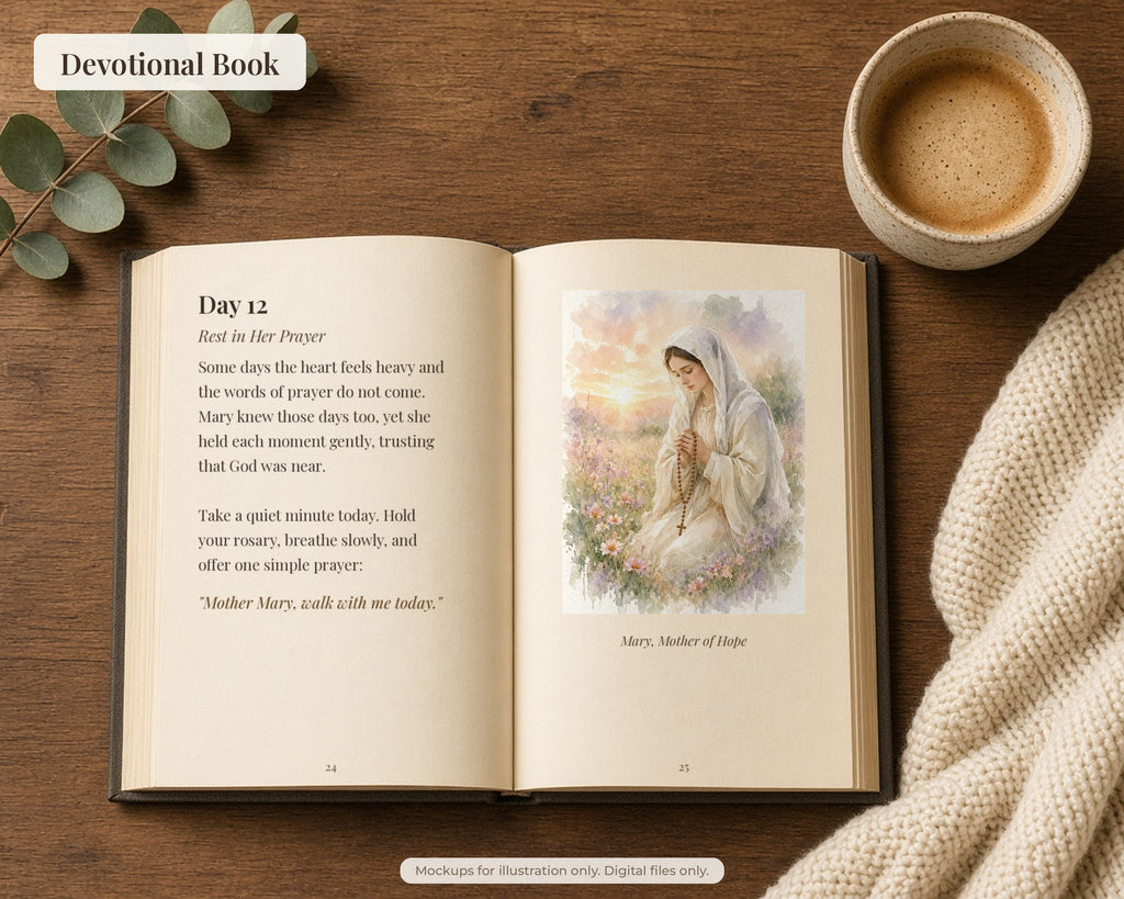 Exclusive Collection of 30 Virgin Mary Paintings - Tender Watercolor Portraits of Mother Mary in Everyday Life, Instant Download