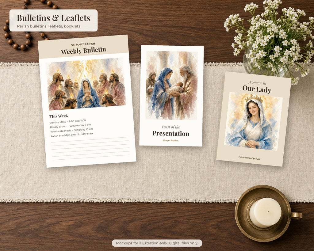 Exclusive Collection of 30 Virgin Mary Paintings - Tender Watercolor Portraits of Mother Mary in Everyday Life, Instant Download