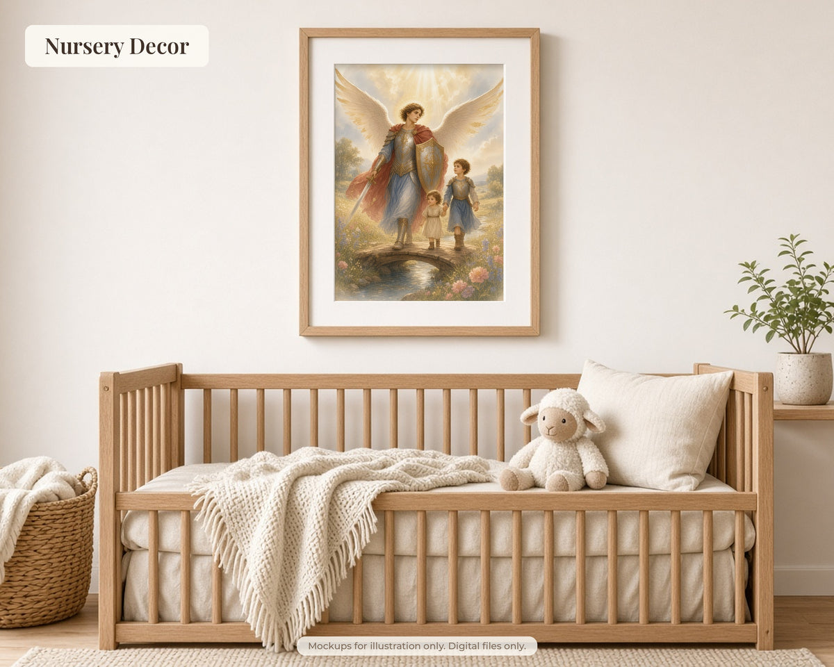 50 Saint Michael the Archangel Watercolor Paintings - St Michael Life & Legends, Catholic Angel Wall Art Bundle, Michaelmas