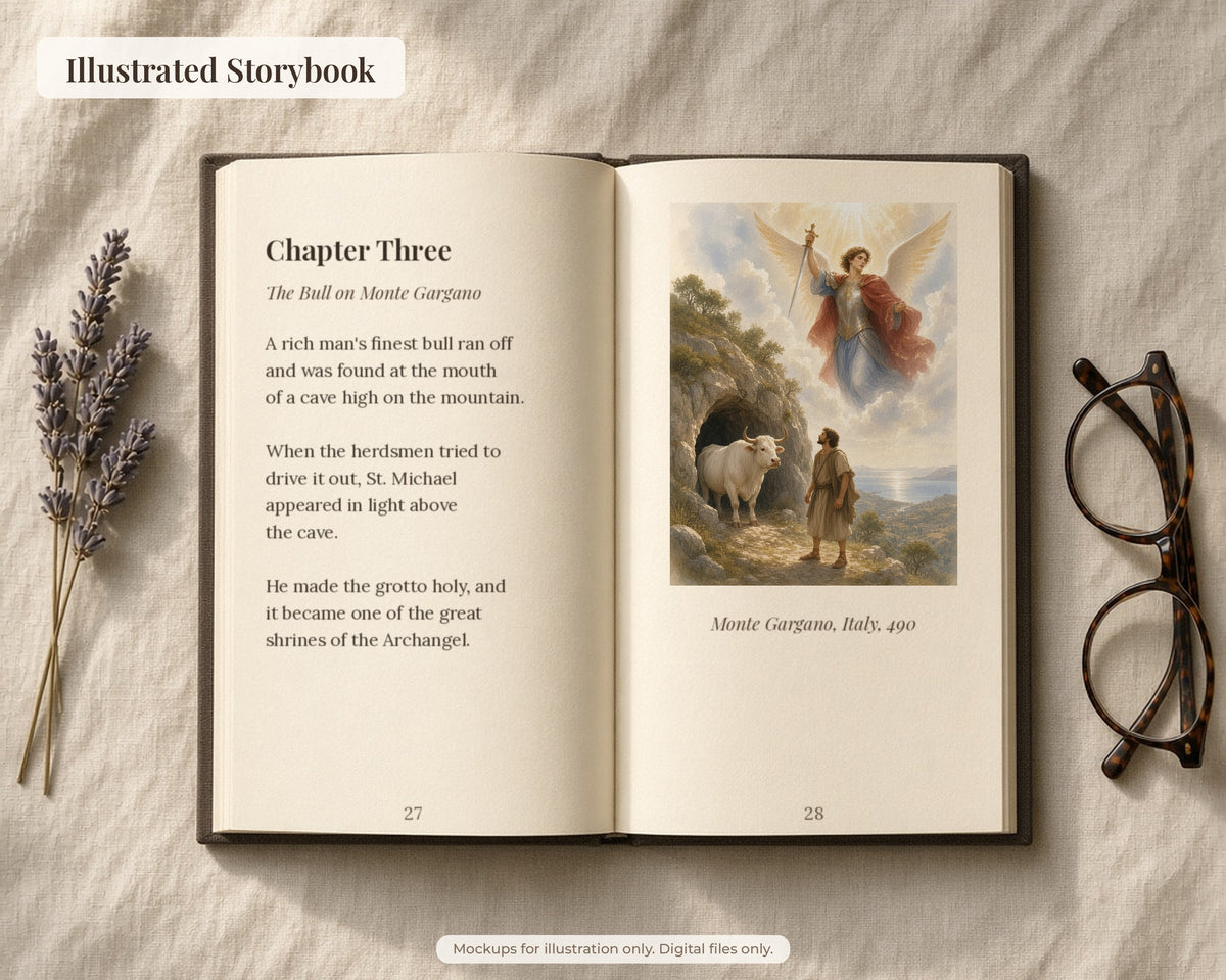 50 Saint Michael the Archangel Watercolor Paintings - St Michael Life & Legends, Catholic Angel Wall Art Bundle, Michaelmas
