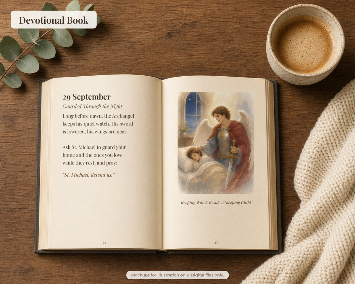 50 Saint Michael the Archangel Watercolor Paintings - St Michael Life & Legends, Catholic Angel Wall Art Bundle, Michaelmas