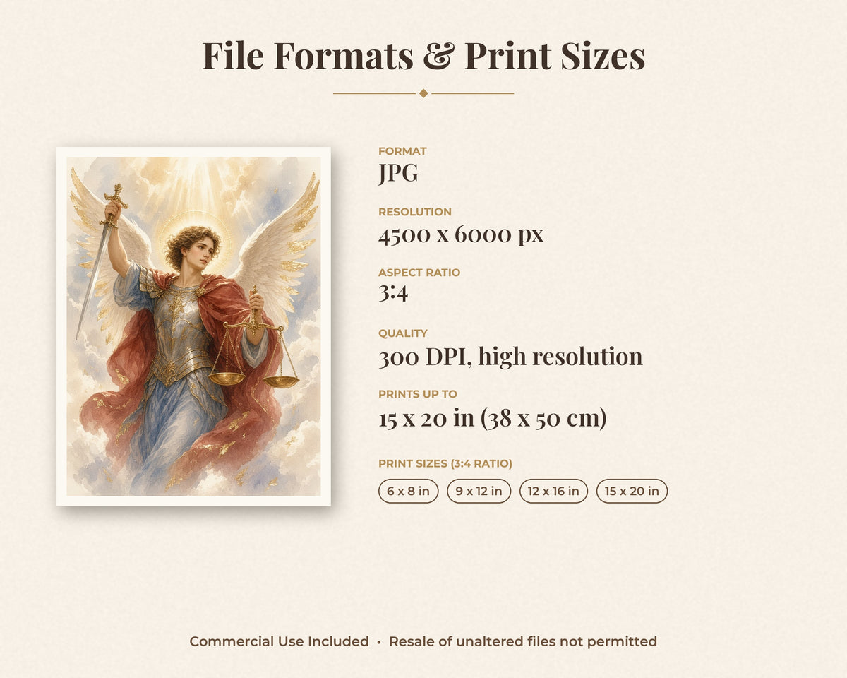 50 Saint Michael the Archangel Watercolor Paintings - St Michael Life & Legends, Catholic Angel Wall Art Bundle, Michaelmas