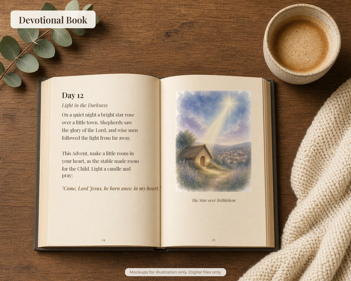 30 Nativity Story Watercolor Paintings - Birth of Jesus Christmas Catholic Wall Art Bundle, Instant Download