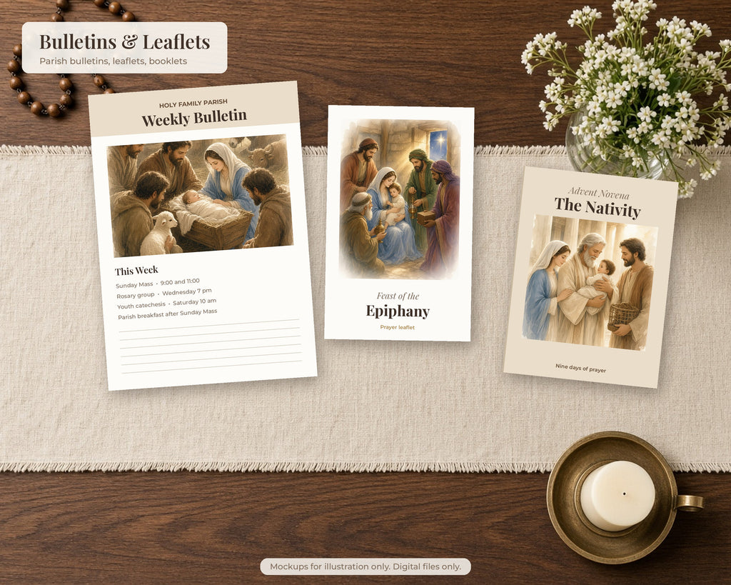 30 Nativity Story Watercolor Paintings - Birth of Jesus Christmas Catholic Wall Art Bundle, Instant Download