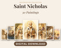 30 Saint Nicholas of Myra Watercolor Paintings - Life of St Nicholas Catholic Orthodox Wall Art Bundle, December 6