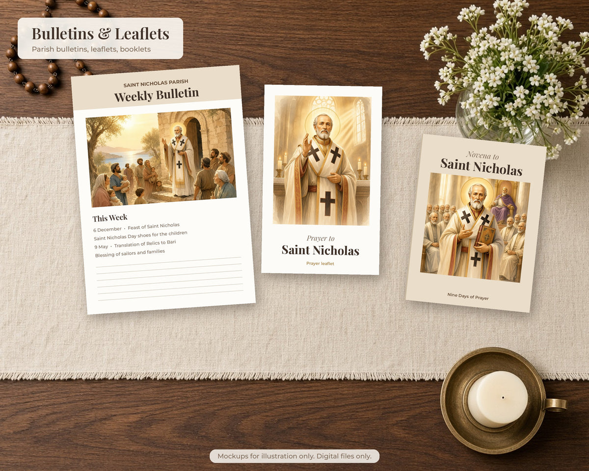 30 Saint Nicholas of Myra Watercolor Paintings - Life of St Nicholas Catholic Orthodox Wall Art Bundle, December 6