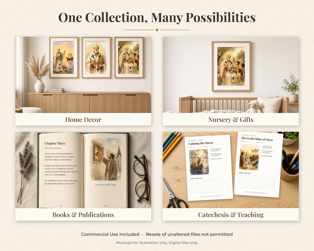 30 Saint Nicholas of Myra Watercolor Paintings - Life of St Nicholas Catholic Orthodox Wall Art Bundle, December 6