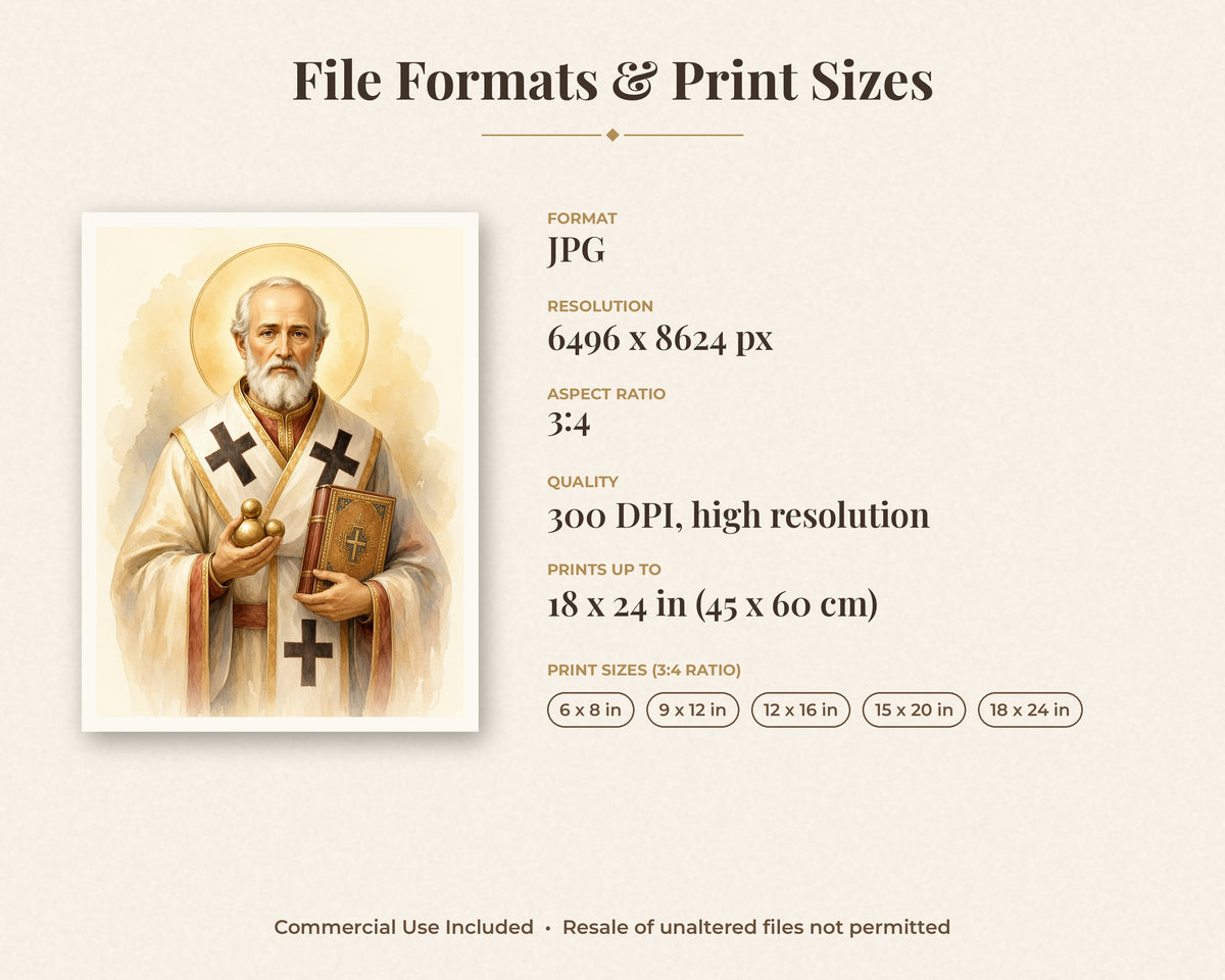 30 Saint Nicholas of Myra Watercolor Paintings - Life of St Nicholas Catholic Orthodox Wall Art Bundle, December 6