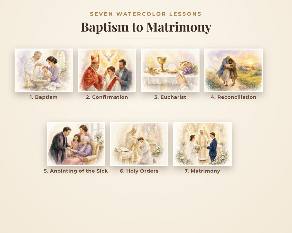Seven Sacraments Catechism Lesson Plans for Catechists - Catholic Worksheets for Kids, CCD Religious Education, Parish Faith Formation