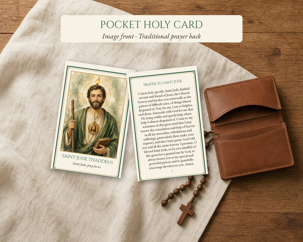 St Jude Prayer Card & Novena Kit, Catholic Gift, Holy Card, Framed Print, Phone Wallpaper, Feast Day Card, English Spanish Portuguese