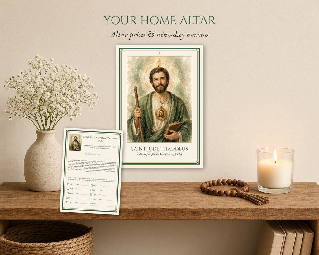 St Jude Prayer Card & Novena Kit, Catholic Gift, Holy Card, Framed Print, Phone Wallpaper, Feast Day Card, English Spanish Portuguese