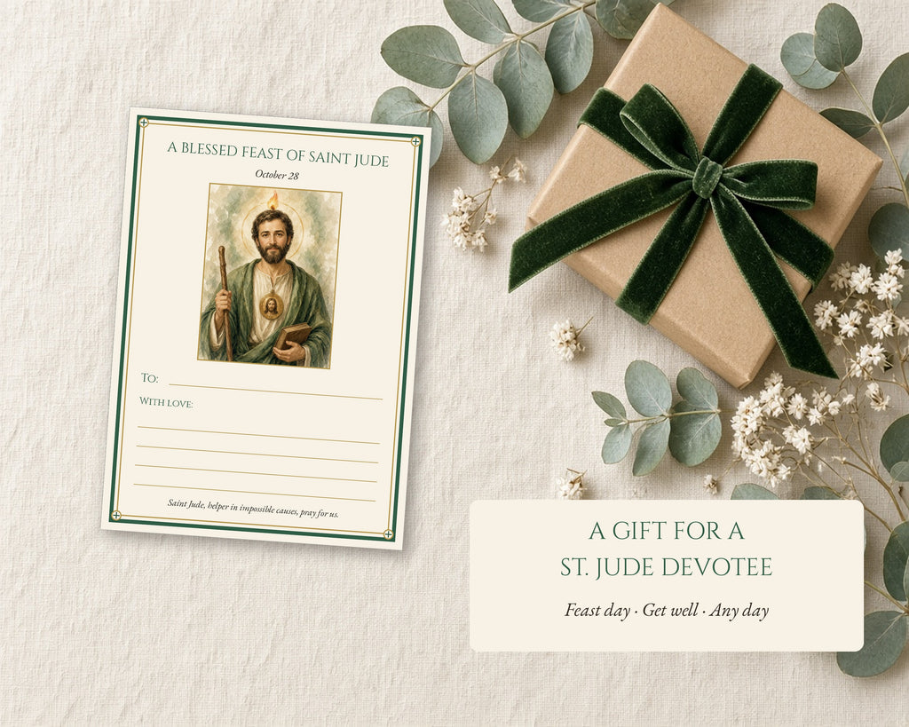 St Jude Prayer Card & Novena Kit, Catholic Gift, Holy Card, Framed Print, Phone Wallpaper, Feast Day Card, English Spanish Portuguese