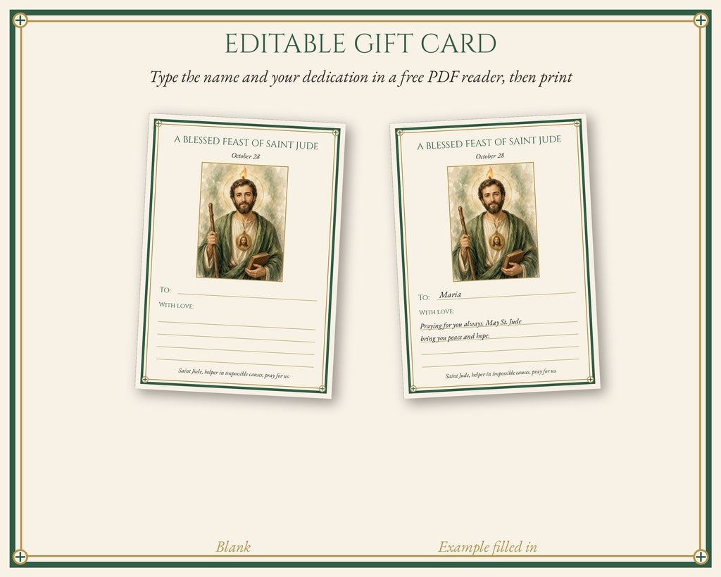 St Jude Prayer Card & Novena Kit, Catholic Gift, Holy Card, Framed Print, Phone Wallpaper, Feast Day Card, English Spanish Portuguese