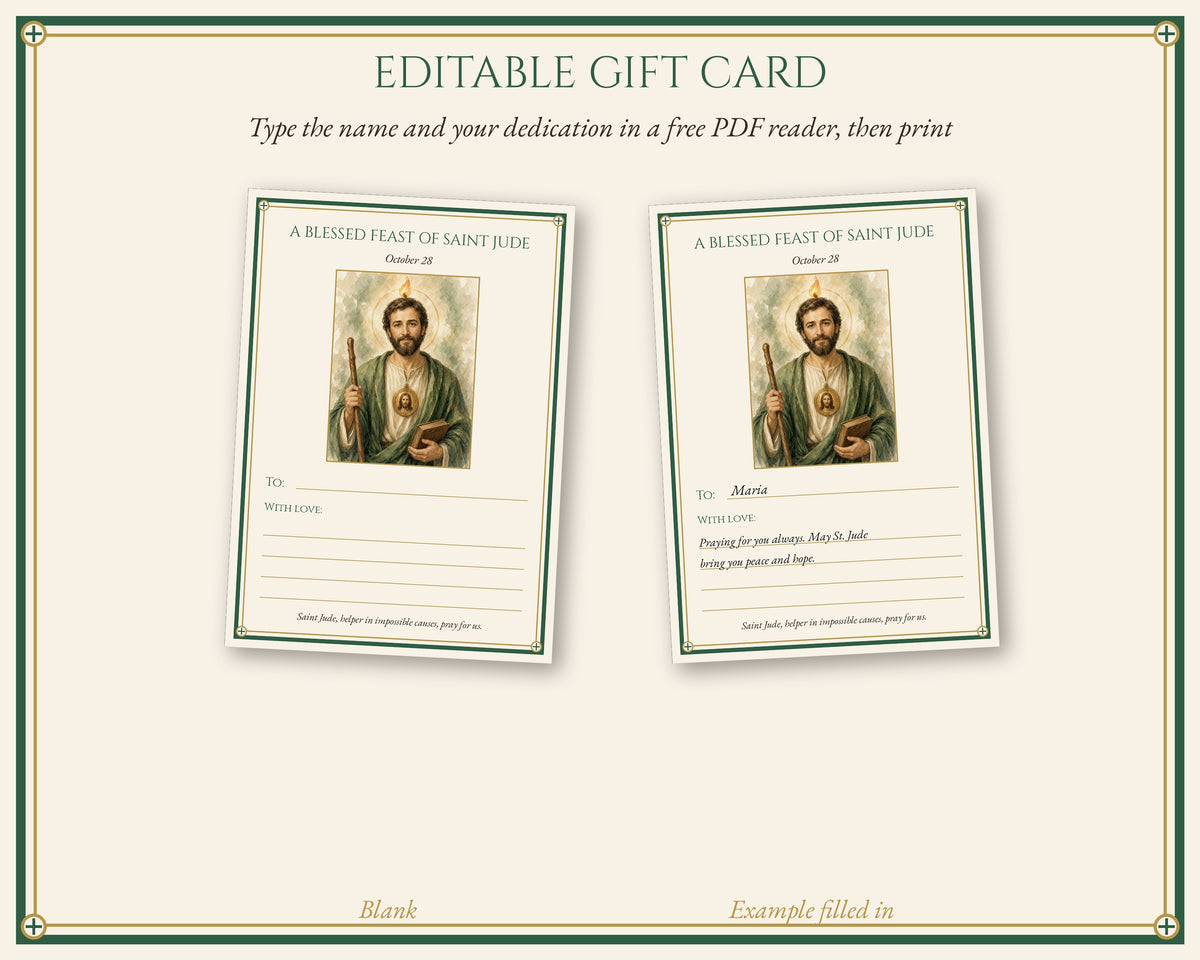 St Jude Prayer Card & Novena Kit, Catholic Gift, Holy Card, Framed Print, Phone Wallpaper, Feast Day Card, English Spanish Portuguese