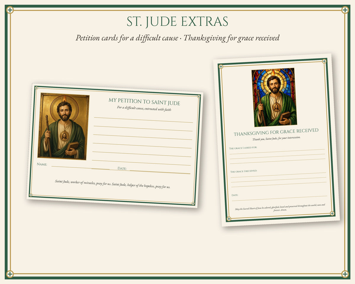 St Jude Prayer Card & Novena Kit, Catholic Gift, Holy Card, Framed Print, Phone Wallpaper, Feast Day Card, English Spanish Portuguese
